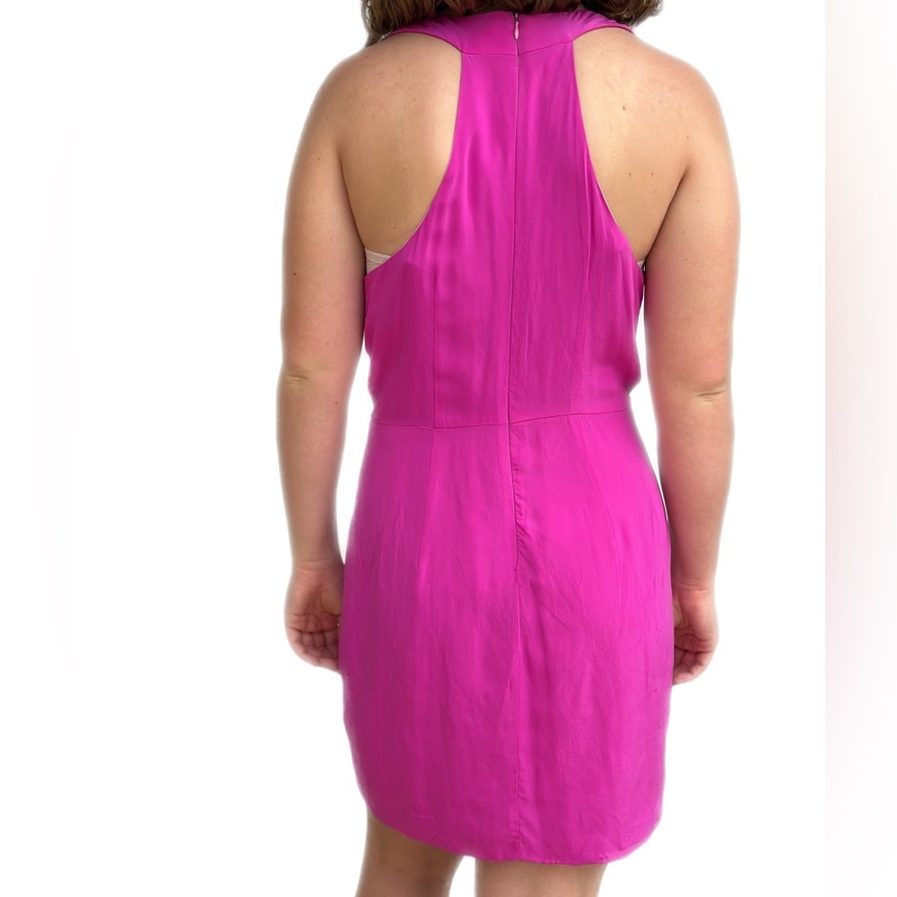 Lavender Brown Fuchsia Silk Mini Dress - Picture 3 of 6